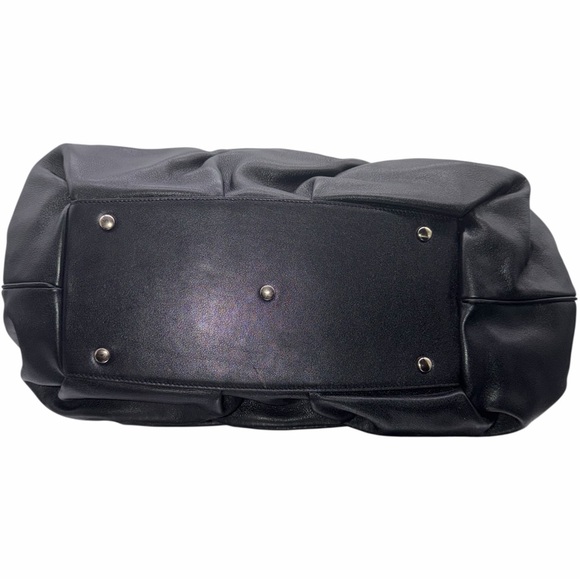 Smythson of Bond Street “Nancy” Genuine Leather Black Gathered Ruched Purse - Picture 5 of 12